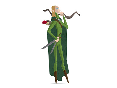 Elf character creative design earth elf flat hobbit illustration middle tolkien
