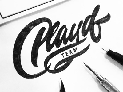 Sketch Playd Team apparel brushpen calligraphy clothing designer identity lettering logo logotype signature type