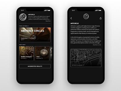 ArtCircle - AR App ar black gallery home screen interface iphone x logo map ui