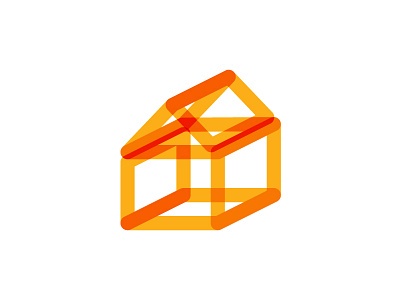 3D House Icon 3d creative design house icon lines orange overlay simple thick