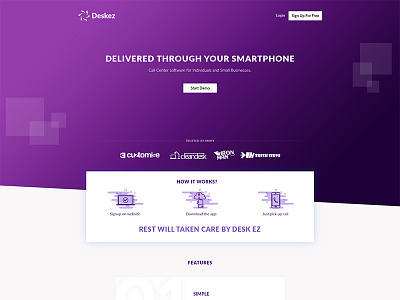 DeskEZ app calling clean design landing saas service software ui ux web website