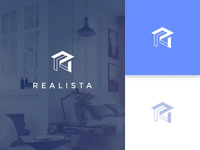 Realista Logo app clean geometric home house isometric logo modern r real estate sleek