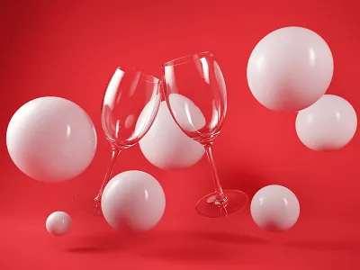 Glass of wine 3d clean design glass wine