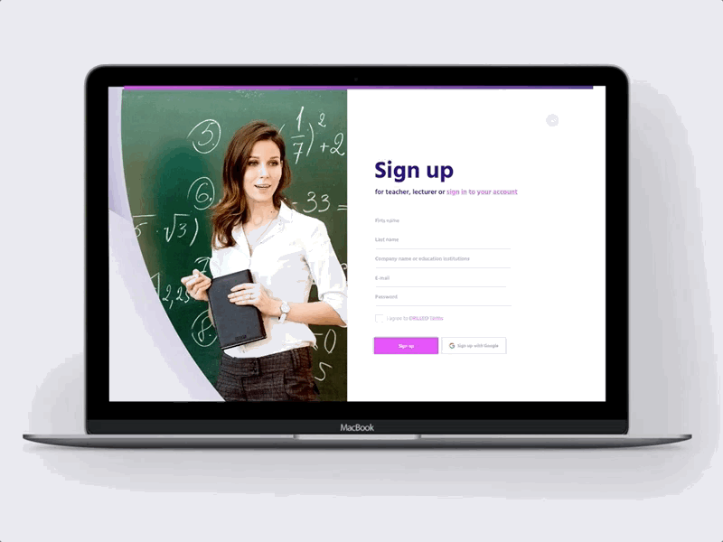 DRILLEO - Sign up animation app form signup ui ux web