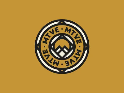 MTVE Logo Design adventure badge brand compass identity location logo mark mountains outdoor sun thick lines