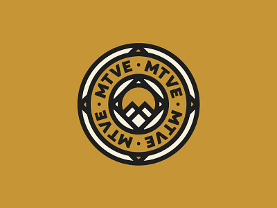 MTVE Logo Design adventure badge brand compass identity location logo mark mountains outdoor sun thick lines