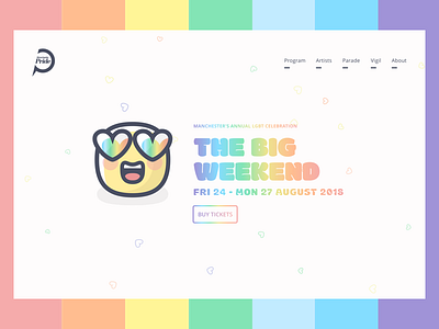 🏳️‍🌈 DailyUI #003 - Manchester Pride Landing Page big weekend clean dailyui england landing page lgbt manchester minimalistic pride simple ui web