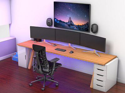 Unbox Therapy Setup 3d c4d cinema 4d desk render room setup unbox therapy