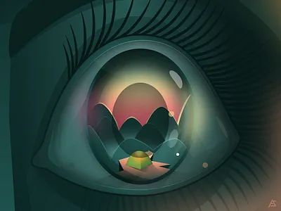 Trouvaille camping design digital art eye graphic design illustration illustrator mobile app reflection retro trouvaille uidesign