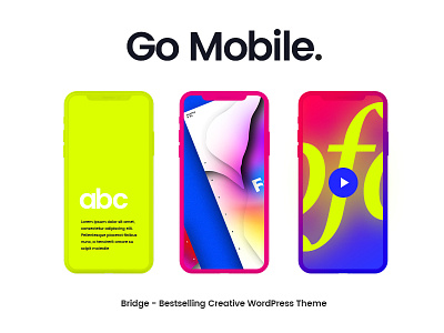 Mobile graphics for Bridge Creative Wordpress Theme apple design iphonex mobile ui uidesign ux uxdesign web web design website wordpress