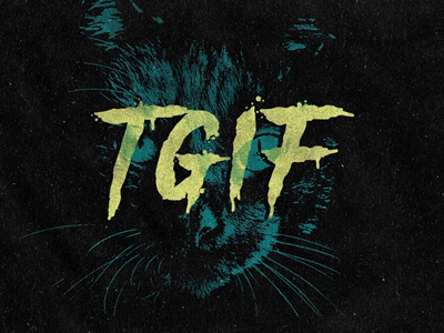 TGIF animation cat friday the 13th halftone lightning moon paper skull spooky texture