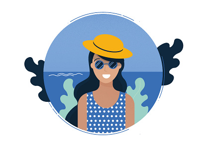 Summer Time beach blue character design flat ocean summer woman