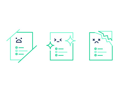 oh poor documents! damaged documents icons outline paper shiny