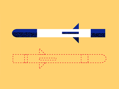 Missing Missiles dotted gun illustration line military minimal missile rocket vintage
