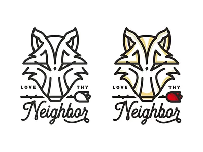 Love Thy Neighbor. badge flower graphic design logo illustration lettering rose typography wolf