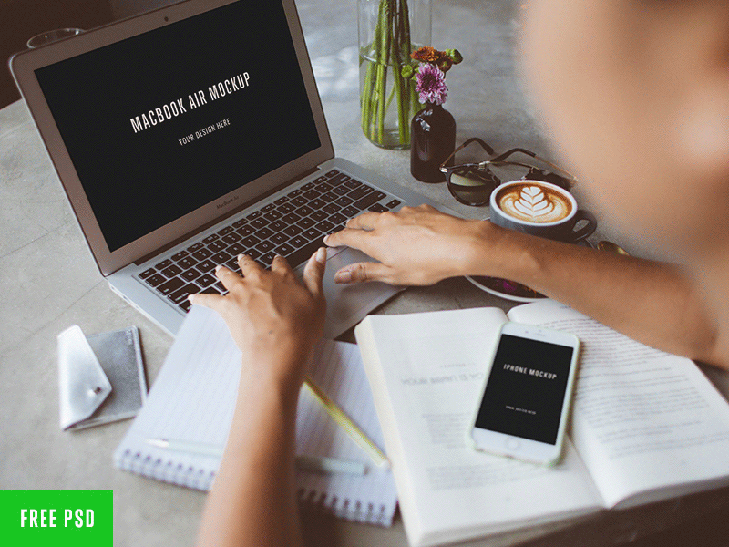 Free PSD Mockup - MacBook Air / Iphone 6 free iphone macbook mockup psd