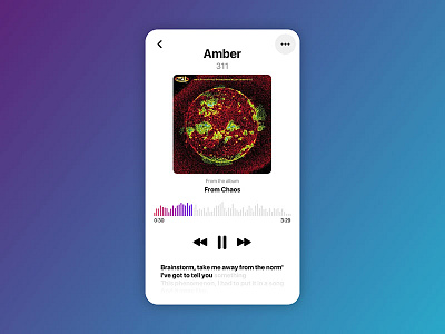 Daily UI 009 - Music Player 311 amber daily daily ui itunes lyrics music music player ui