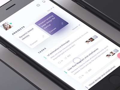 Project Manager animation app app design concept gif interaction design motion sleek ui ux