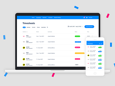 Timesheet dashboard concept app dashboard fresh list responsive