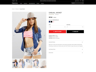 Namira - Single Product Page clean clothing ecommerce namira responsive shop store