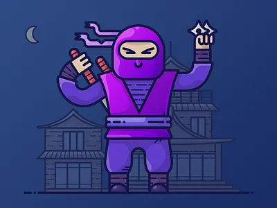 Dribbble Famous: uixNinja avatar character dribbble famous gradient icon illustration man night ninja purple uixninja vector