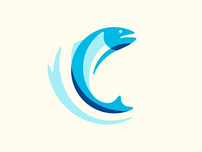 Jumping Fish blue cyan fish illustration salmon