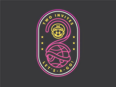 Dribbbleinvite dribbble giveaway invite mario mariokart neon rainbow