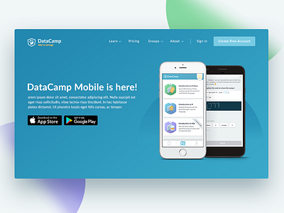 Mobile App Landing Page datacamp datascience landingpage mobileapp python r sql ui ux