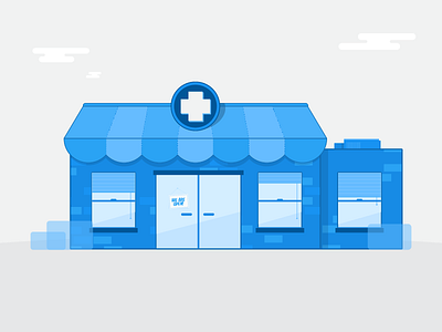 medical office blue building hospital illustration medical office shop