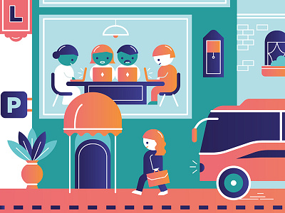 Detail of an Illustration on MICE 2d illustration 3 colors conferences mice minimal people vector vector illustration