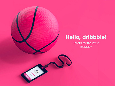 Hello Dribbble 3d admission ball dribbble first hello pink render shot