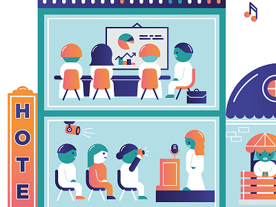 Detail of an Illustration on MICE 3 colors characters detail editorial design illustration people vector vector illustration