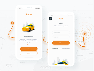 Ryde App - Login debut iphone x login ui ux walkthrough