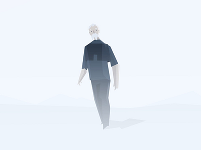 Old man in snow. gray illustration. minimal mountain old snow vector white