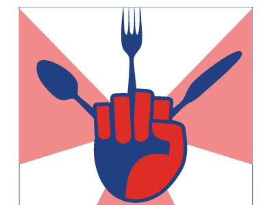 Food War Stance blue flat food food war red silverware war white