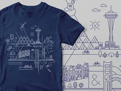 Graphic T-shirt bike brand city graphic illustration interaction line illustration san francisco seattle t shirt tech