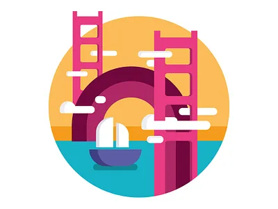 San Francisco bridge button city golden gate icon illustration san francisco sticker