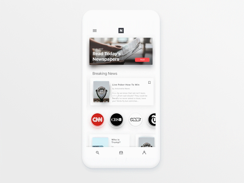 Newsletter App - Interactions app clean news newsletter protopie stories ui