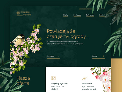 Gardens Design Website bird design flowers gardens gold green icons leafs trees web website