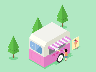 ice cream truck with stereoscopic style