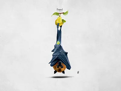 Peared claws ears fruit fruit bat fur pear reptile skin sticker wings
