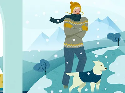 Winter cold dog nature winter woman