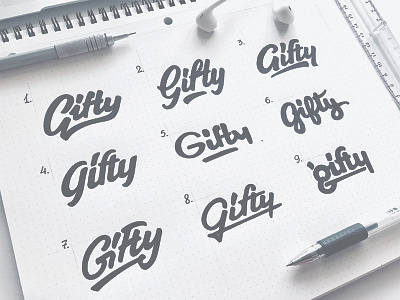 Gifty brand calligraphy hand writing identity lettering logo logotype process sketch type typography логотип