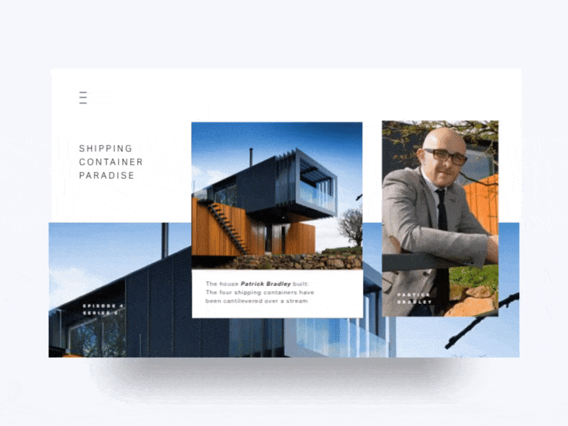 Grand Designs — Digital Experience (Updated) animation design gallery gif grand designs image landing page light menu typography ui design ux design