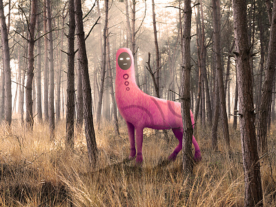 Spirit animal beast creature debut dribbble fantasy forest illustration magic magical monster pink spirit tree trees
