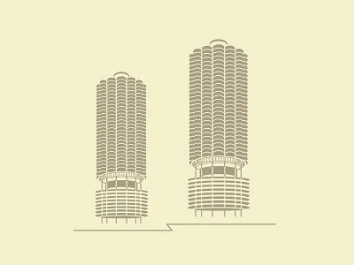 𝕔𝕙𝕚𝕔𝕒𝕘𝕠 architecture art branding building chicago design illustration logo midwest skyscraper tower yellow