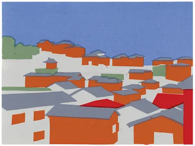 Japan Rooftops - Screen Print illustration japan screen print screenprint silkscreen