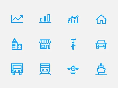 Iconography brand design graph icon iconography icons illustration line store train truck
