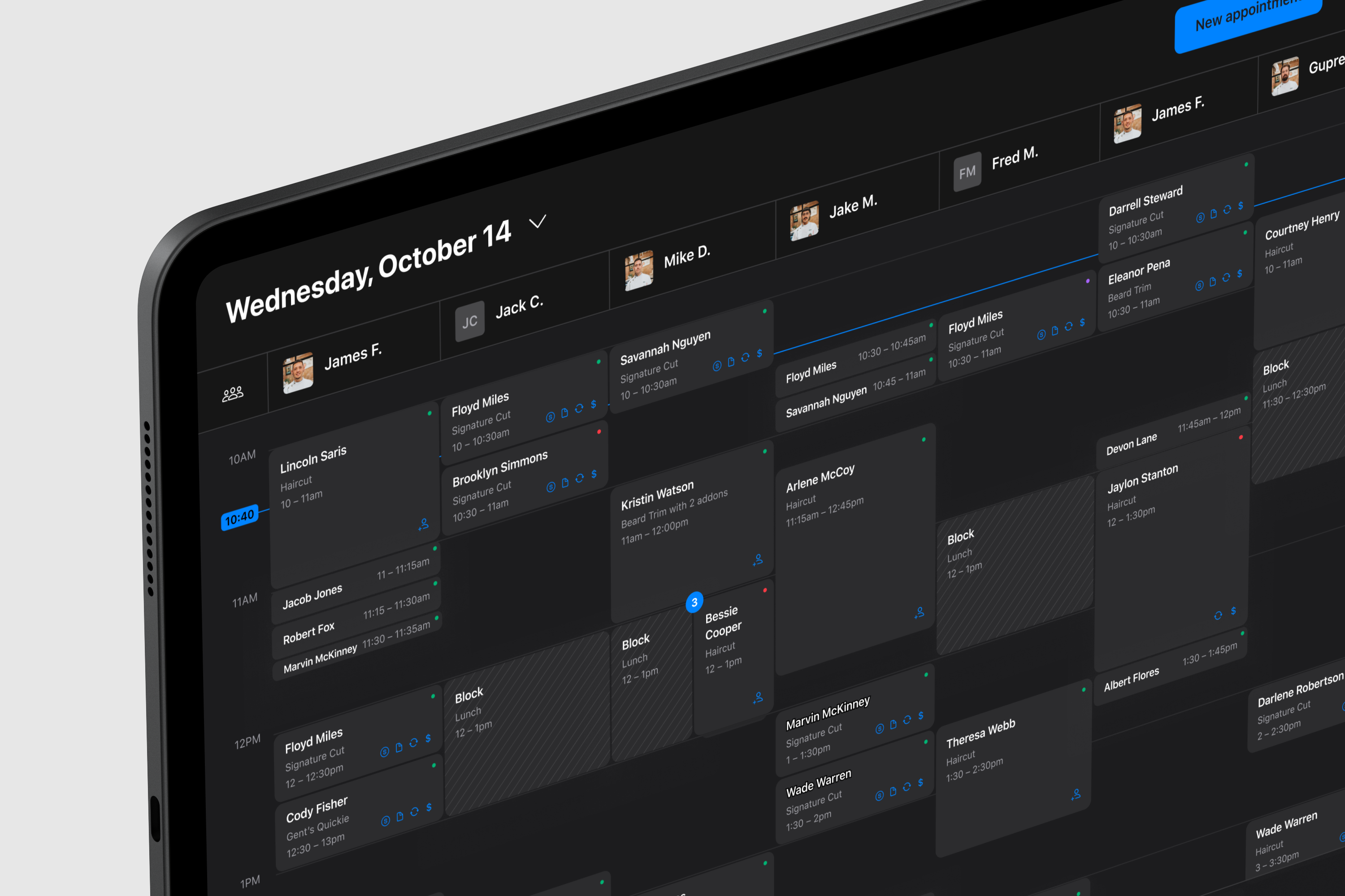 Example of Barbershop POS app for booking and payments