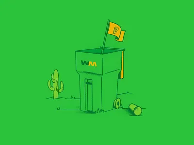 The People's Open cactus golf illustration process trash waste management open